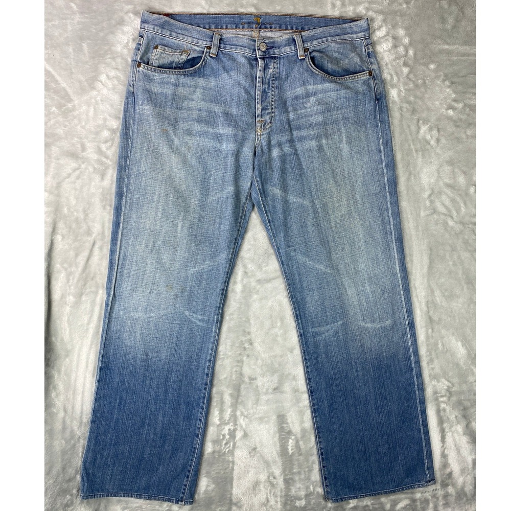 Vintage 00s 7 For All Mankind Bootcut Faded Distressed Jeans Men 38 Blue US Made